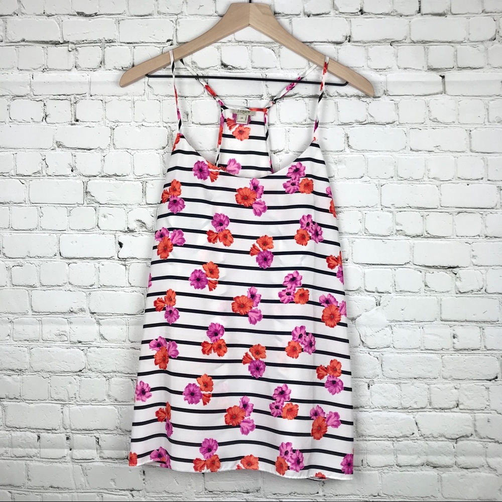 J. Crew Factory Racerback Cami Striped Floral Top